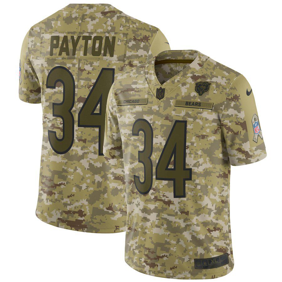 Men Chicago Bears #34 Payton Nike Camo Salute to Service Retired Player Limited NFL Jerseys